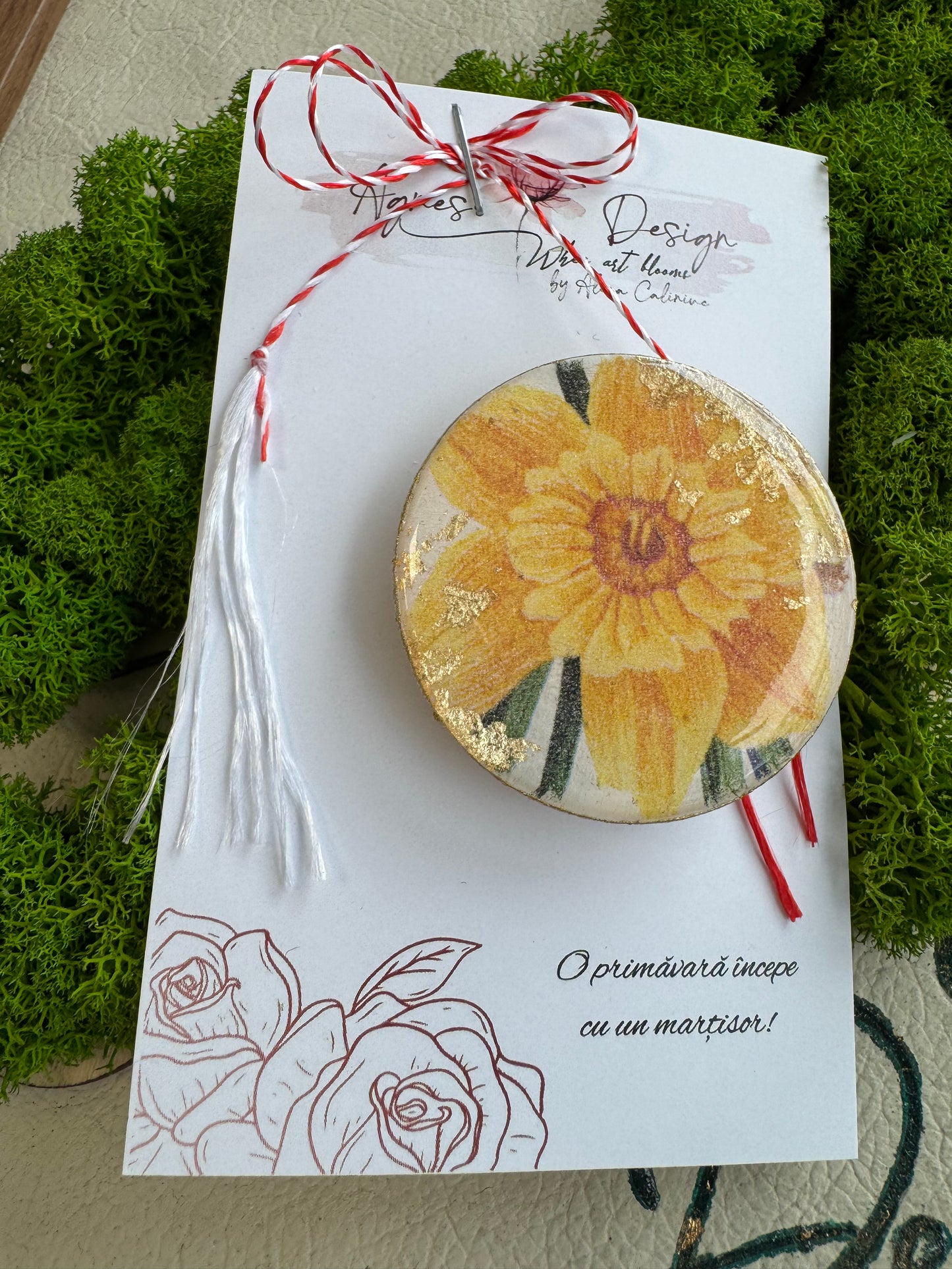 Mărțișor-broșă “Narcisă galbenă”
