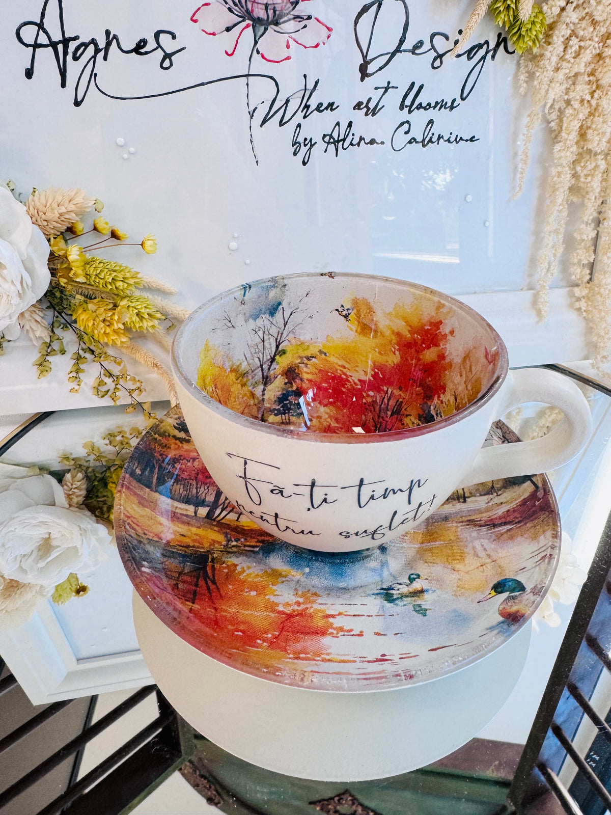 Cană de cafea “ȘI TIMPUL TACE…” - unicat | Colecția “DOR DE DUCĂ”