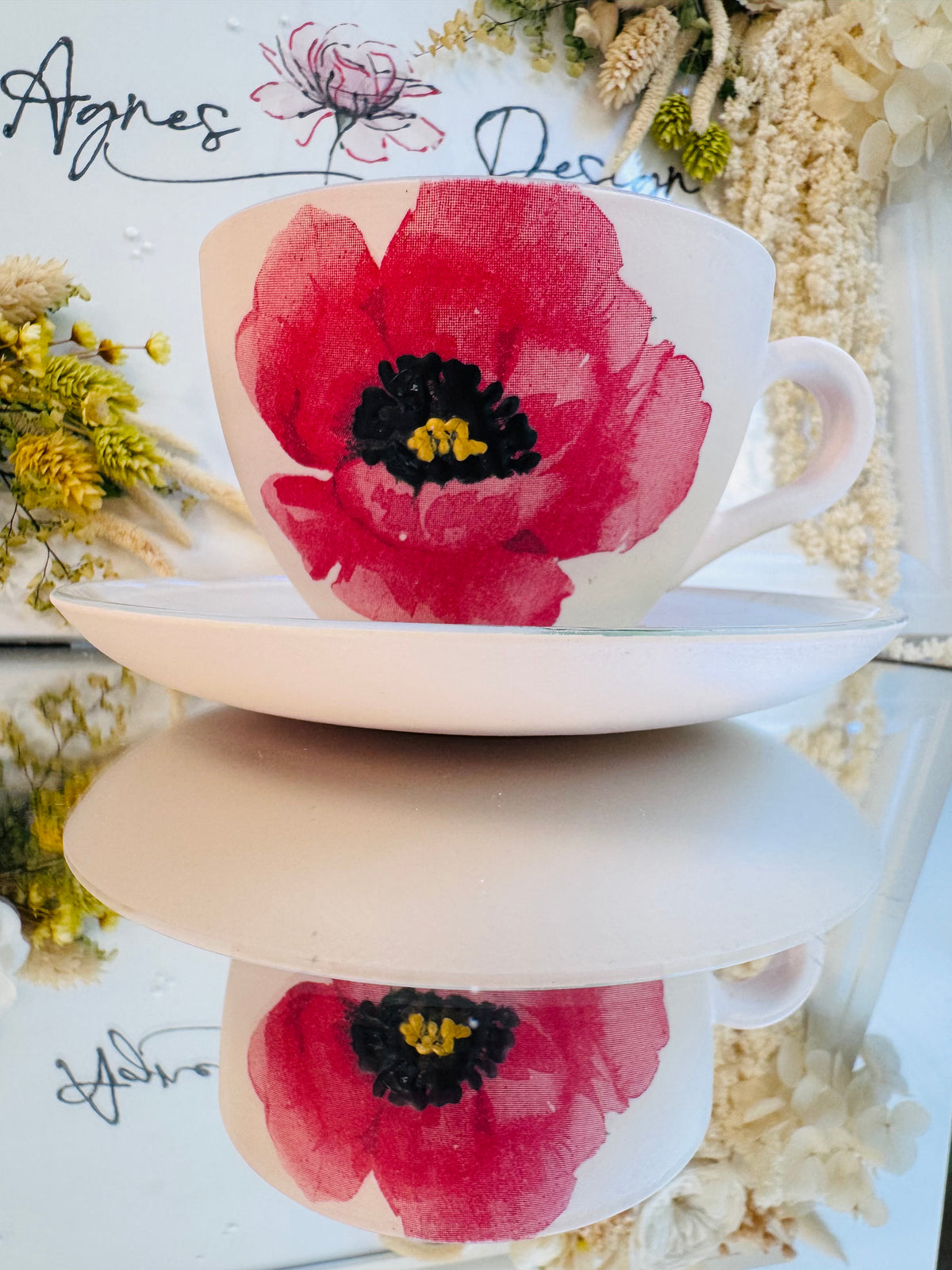 Cană de cafea “MACI ÎN SUFLET” - Modelul 2 - unicat