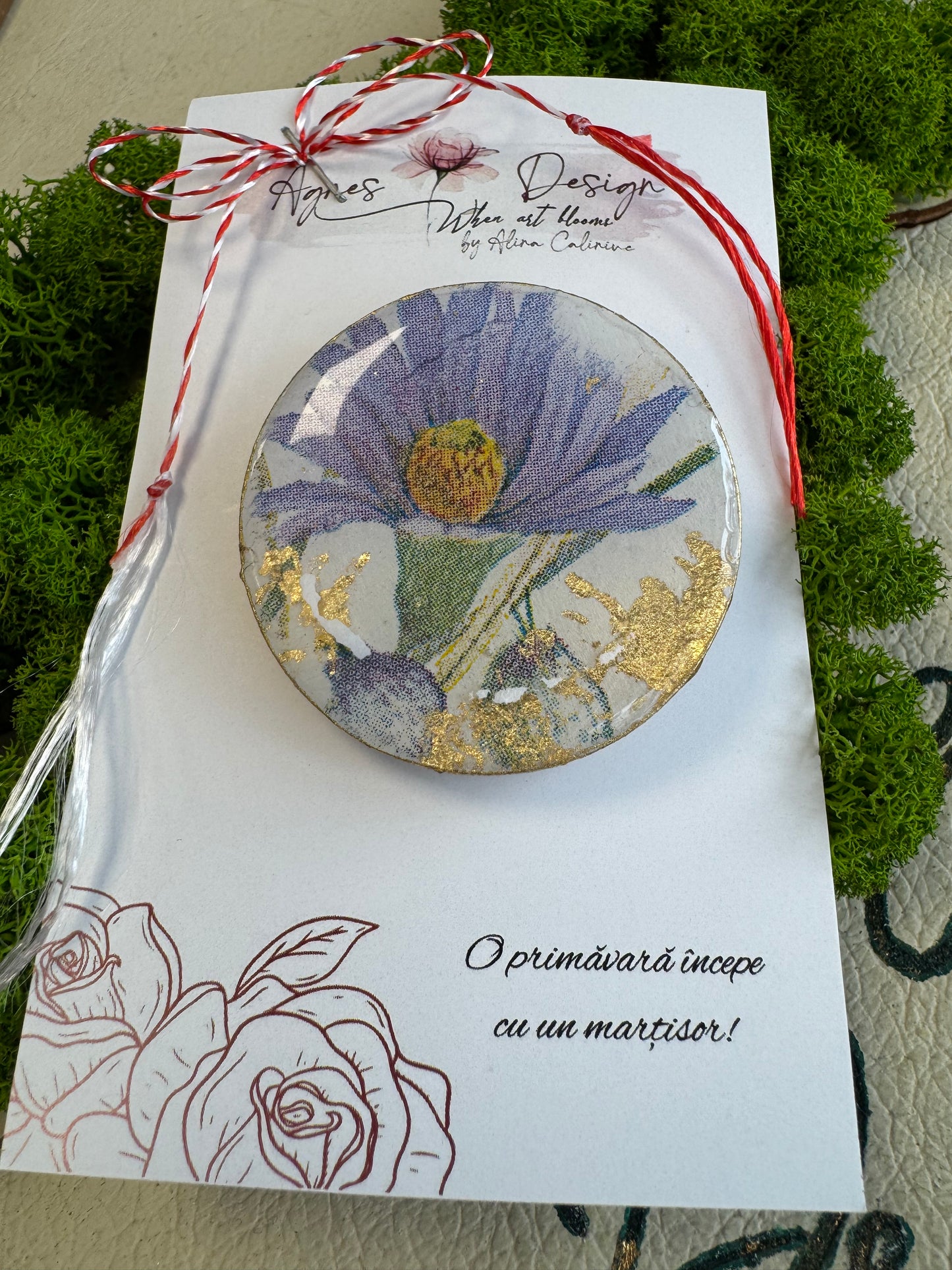 Mărțișor-broșă “Floare mov”