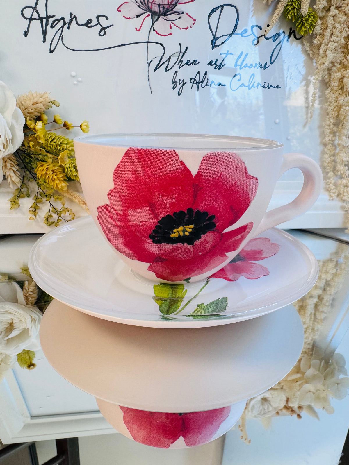 Cană de cafea “MACI ÎN SUFLET” - Modelul 2 - unicat