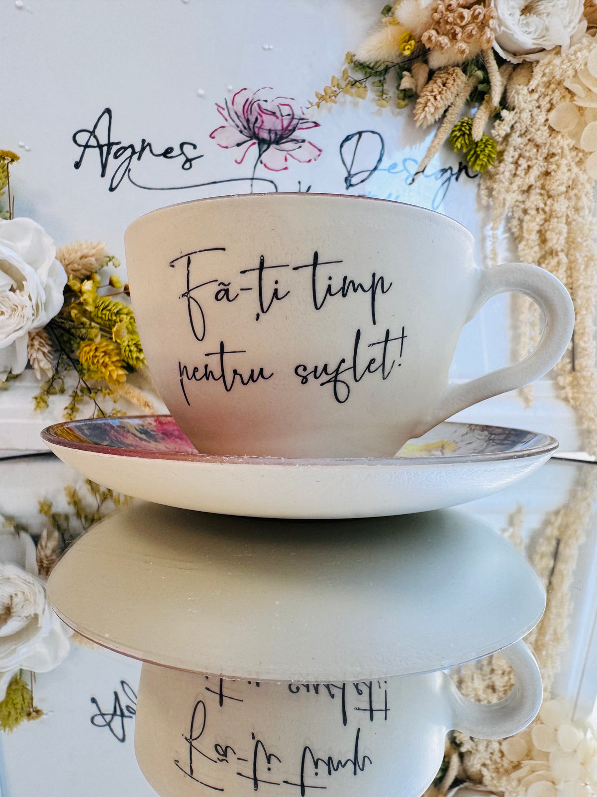 Cană de cafea “ȘI TIMPUL TACE…” - unicat | Colecția “DOR DE DUCĂ”