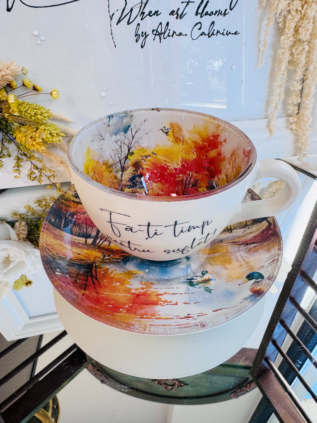 Cană de cafea “ȘI TIMPUL TACE…” - unicat | Colecția “DOR DE DUCĂ”