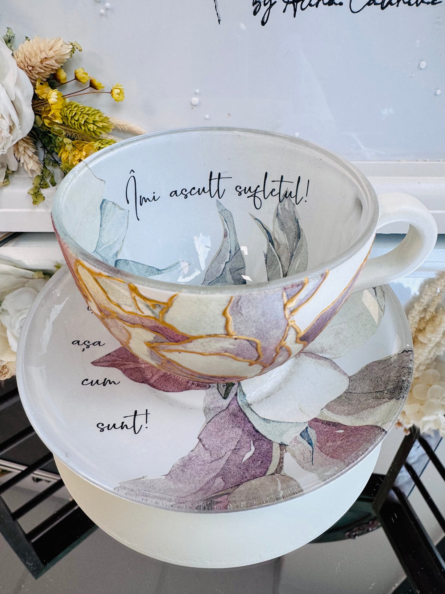 Cană de cafea “FLOAREA SUFLETULUI” - unicat