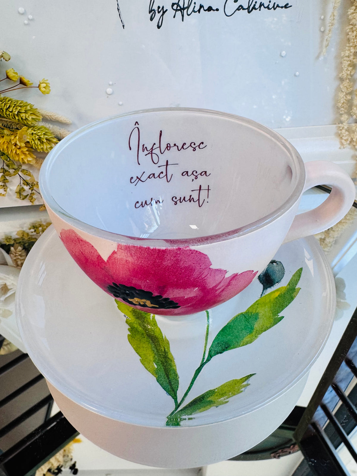 Cană de cafea “MACI ÎN SUFLET” - Modelul 2 - unicat