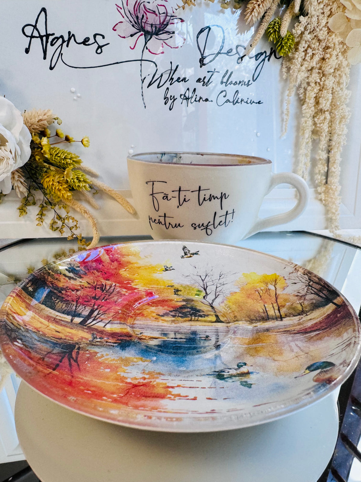 Cană de cafea “ȘI TIMPUL TACE…” - unicat | Colecția “DOR DE DUCĂ”
