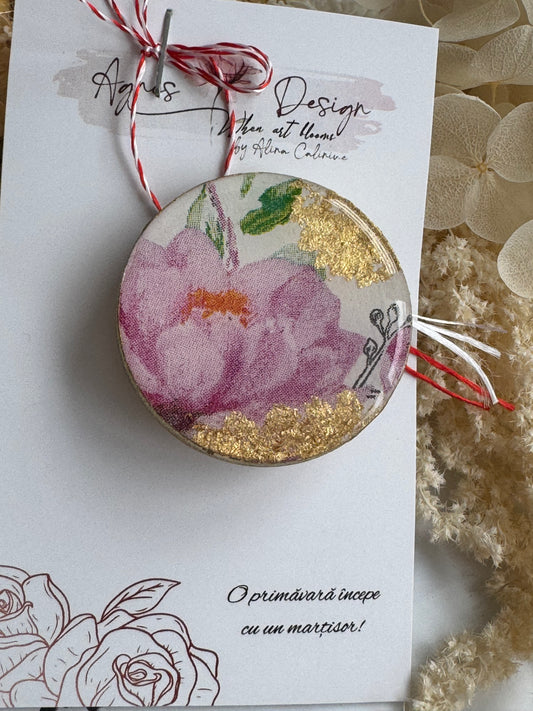 Mărțișor-broșă “Pink peony”