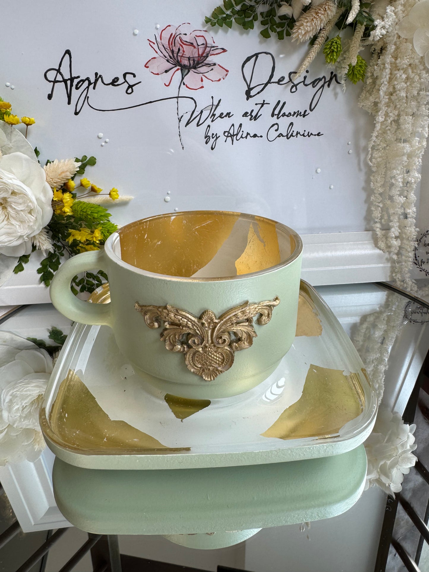 Cană vernil cu foiță de aur "Touch of Gold" - UNICAT