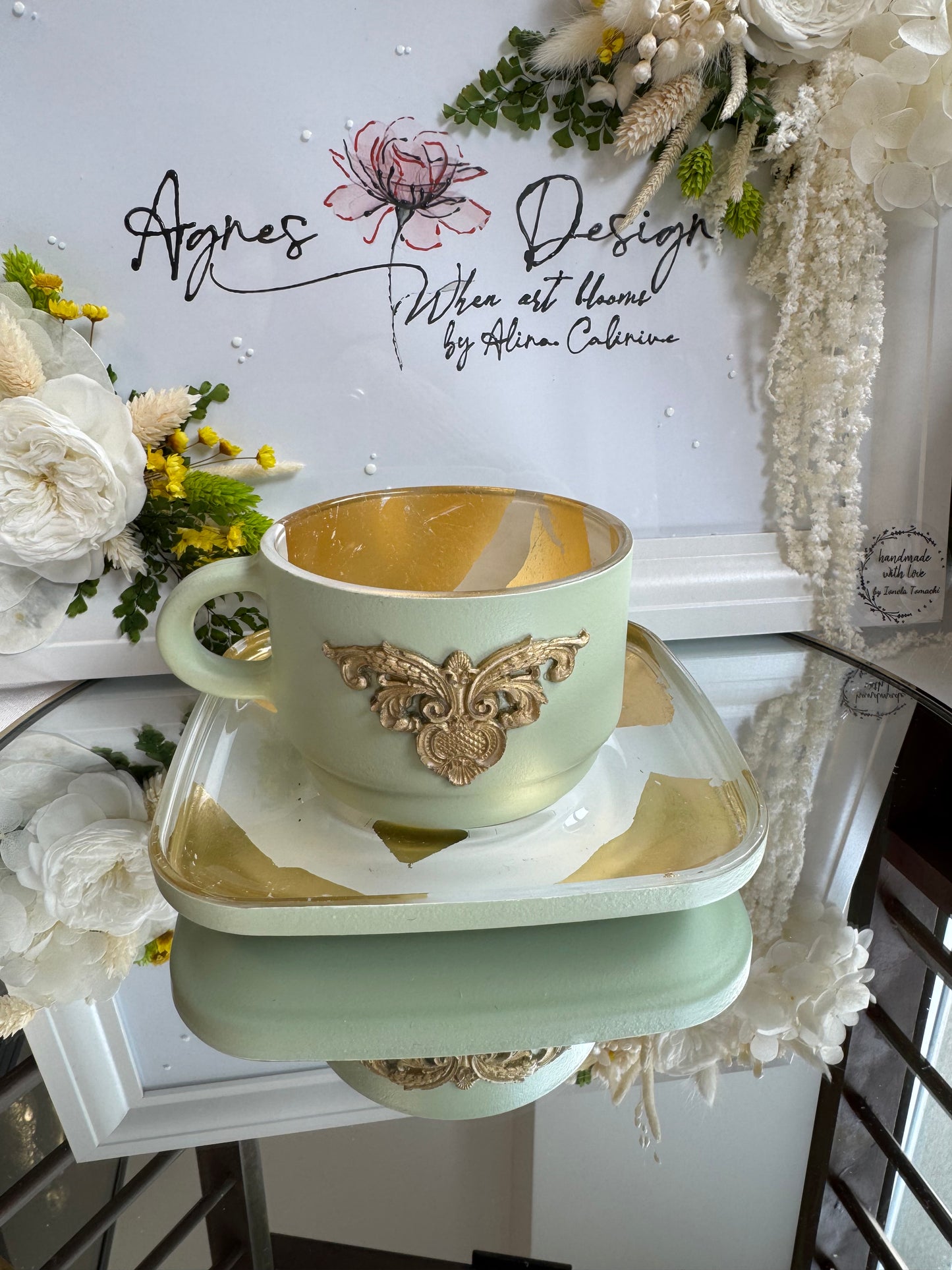 Cană vernil cu foiță de aur "Touch of Gold" - UNICAT