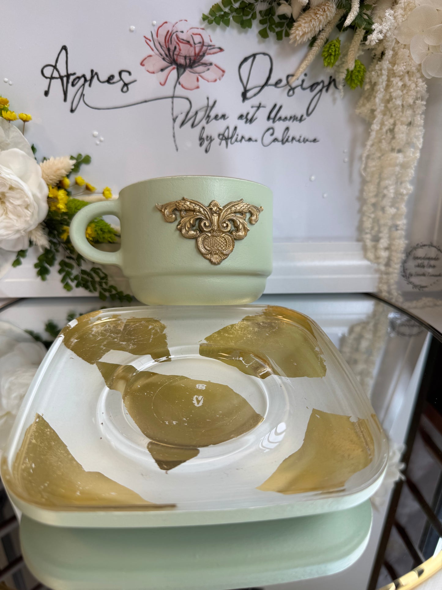 Cană vernil cu foiță de aur "Touch of Gold" - UNICAT