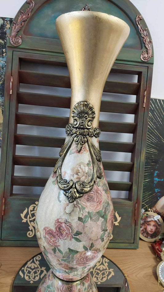 Vază ”Gold & Vintage Roses” UNICAT - mare
