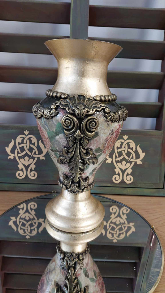 Vază ”Gold & Vintage Roses” UNICAT - medie